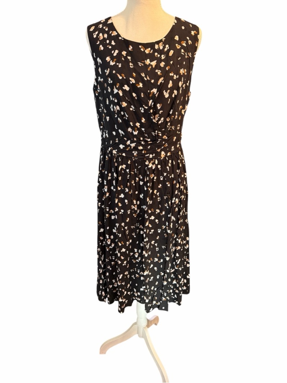 Old Money Minimalist BloomChic Black Abstract Print Midi Dress Size 10 NWT